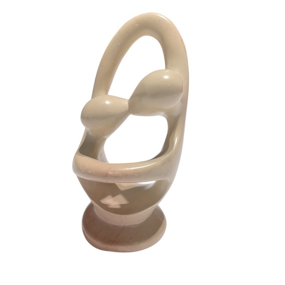 Hand-Carved African Soapstone Sculpture Kissing Lovers Abstract Art - Picture 4 of 9